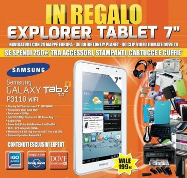 OFFERTE TECNOLOGIA] MarcoPolo Expert: in regalo un Galaxy Tab da 7 pollici  con un acquisto di 250€ in accessori