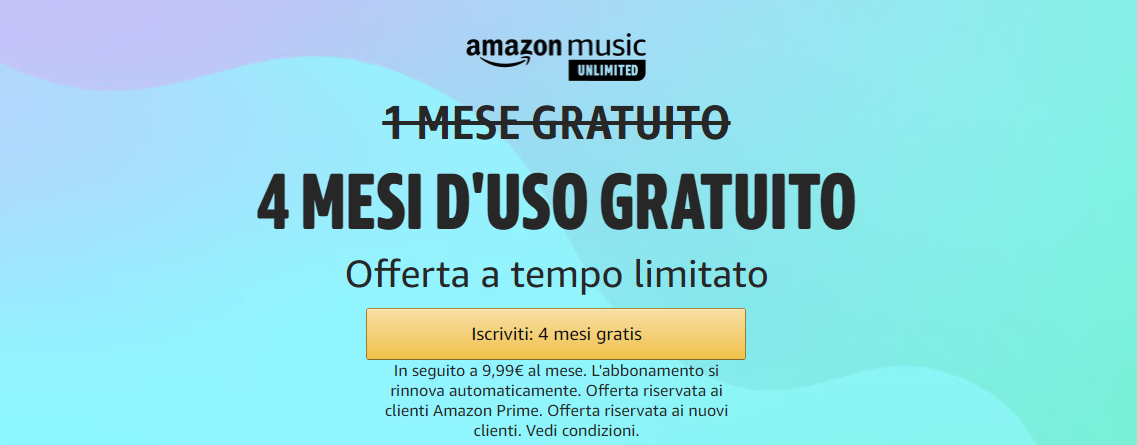 Amazon Music Unlimited 4 mesi gratis: puoi disdire da subito e non pensarci  più - Androidiani.com